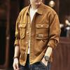 Ge Lan Lu Men's Vintage American Style Heavyweight Denim Jacket for Spring & Autumn - Loose Fit Hunting Workwear.