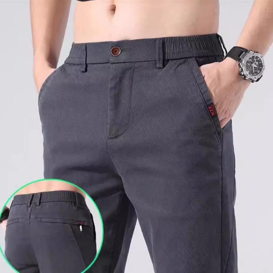 2025 Spring Men's Slim-Fit Casual Straight Pants - Versatile Light Business Trousers with Stretch