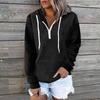 Women Fall Winter Hoodie Drawstring Relaxed Fit Pullover Long Sleeve Waffle Texture Leisure Soft Warm Zipper Decor Hooded Sweatshirts W