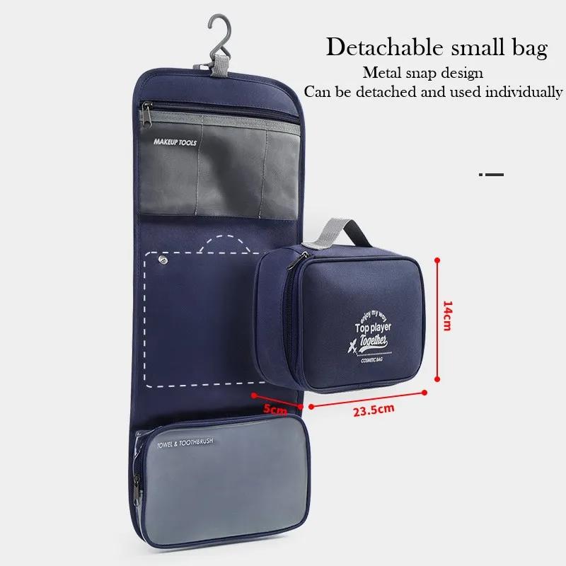 Bärbar toalettväska med hängkrok Vattentät Kvinnor Badrum Kosmetikaförvaringsväska Stor Kapacitet Rese Män Sminkväska