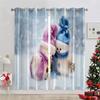 2 Piece Christmas Holiday Red Decorative Curtains Snowman Gift Christmas Tree Living Room Bedroom Balcony Decorative Curtains
