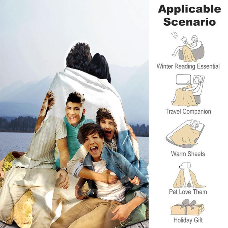 1pc Blanket One Direction Where We Are Now Print Design, Lightweight Blanket for Sofa, Bed- Soft &Warm, Gift for All Seasons Like Christmas, Halloween