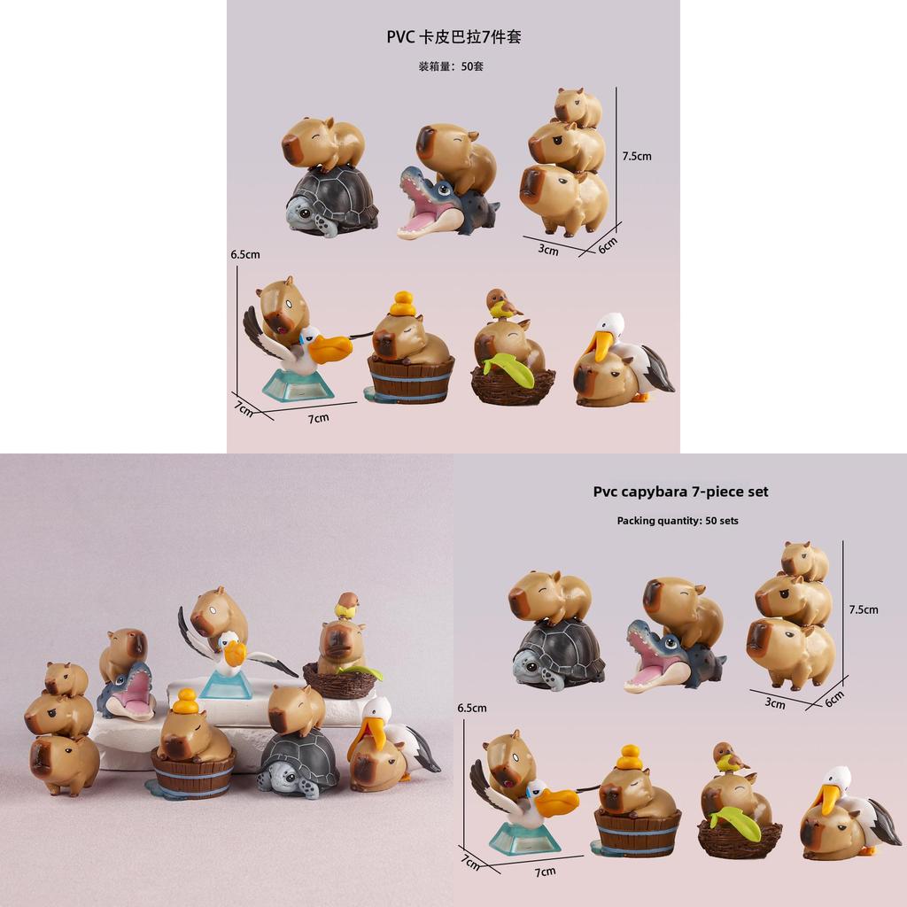 Conjunto de Figuras Colecionáveis de Capivara Com Material de PVC Para Decoração de Mesa e Presente