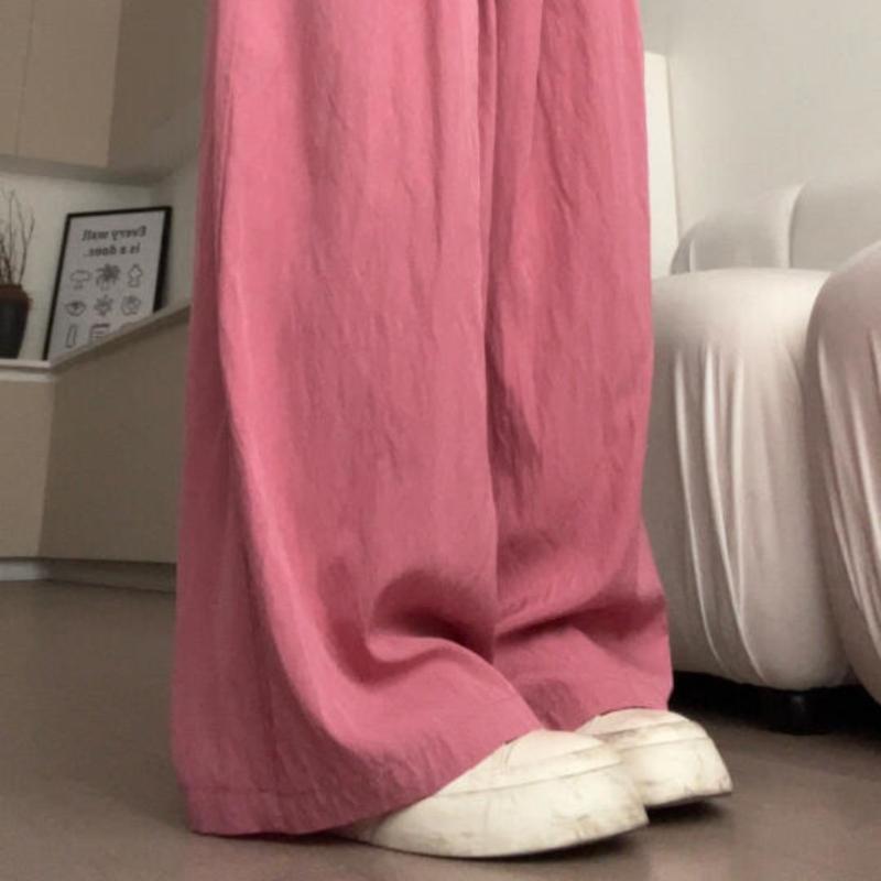 Raspberry Ice Silk Yamamoto Pants for Women - Fall/Spring Drapey High-Waisted Straight-Leg Slimming Casual Wide-Leg Trousers