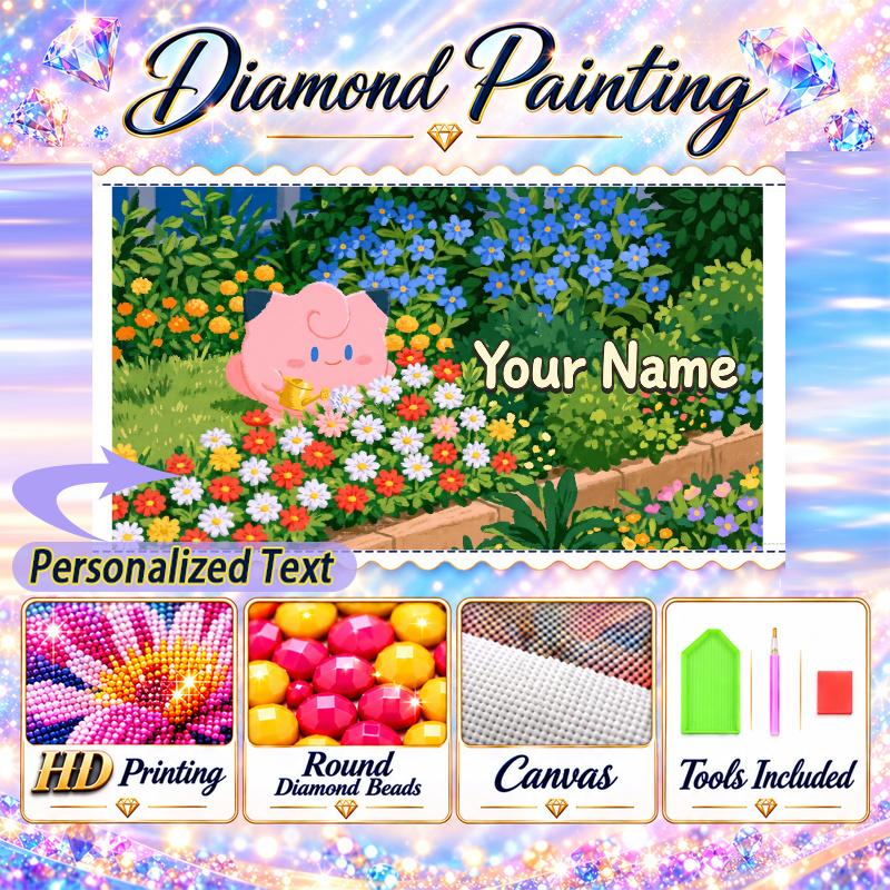 Personalized Jigglypuff Diamond Art Custom Name 5D Diamond Painting Full Drill DIY Craft
