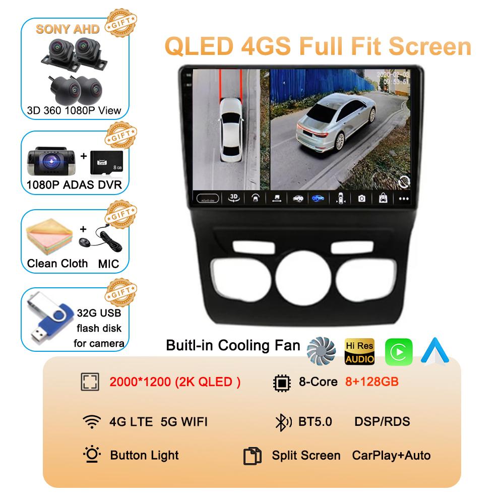 Android 14 Carplay DSP WIF+4G Radio Auto GPS Player Multimedia Pentru Citroen C4 C4L DS4 2013 2014 2015 2016 2017 Stereo Cameră 360