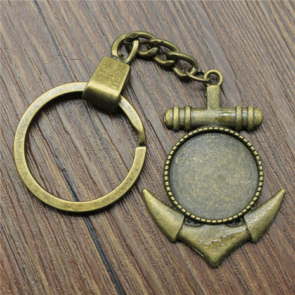 

30mm Keychains Round Glass Cabochon Base Setting Tray Minimalist Jewelry Components QY037 A17-1pcs-20mm