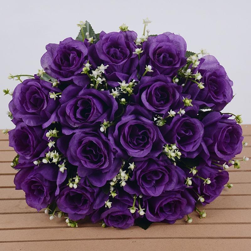 18 Köpfe Seidenrosen Künstliche Blumen Fake Bouquet Hochzeit Home Party Dekor