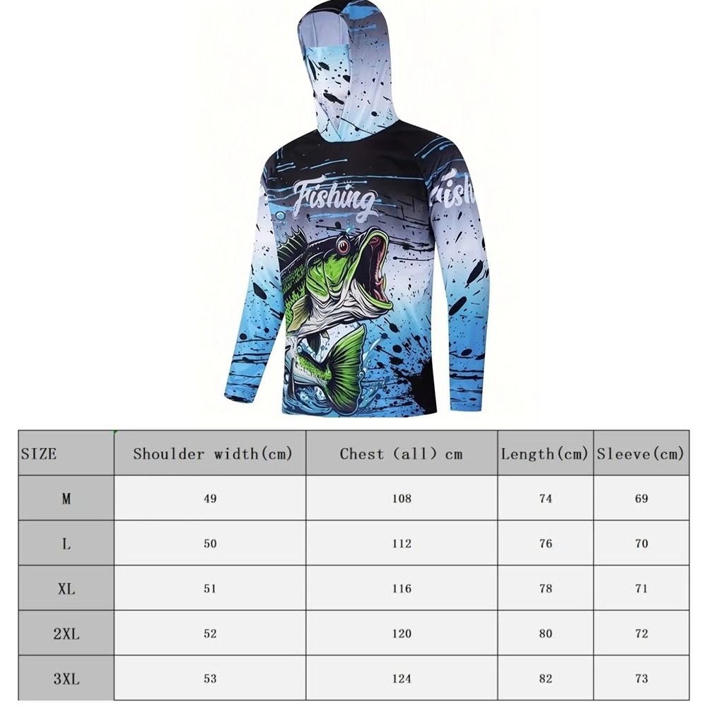 Maglia con Cappuccio da Pesca Protezione UV Maglietta Solare per Attività Estive