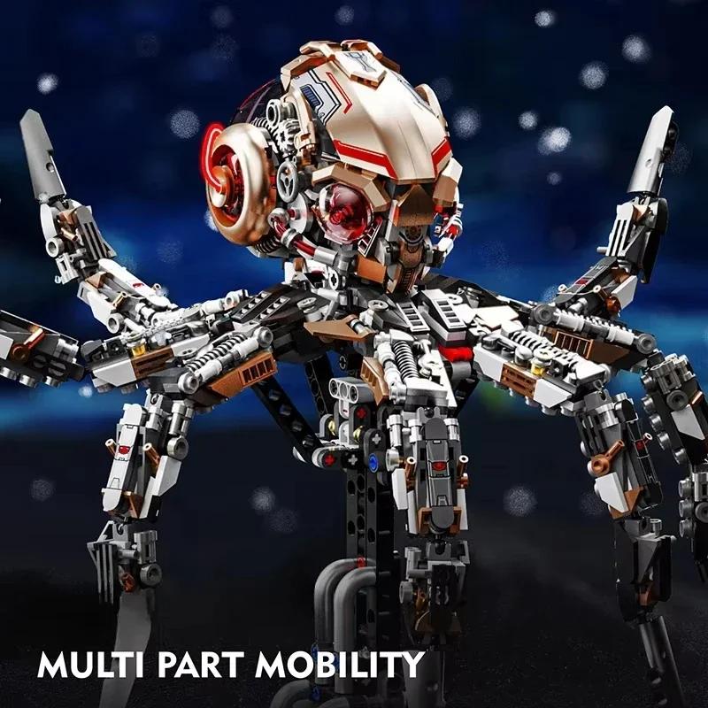 Non-Toxic Moc Creative Mechanical Octopus Animal Life Set Building Blocks Power Motor Building Blocks Diy Model Christmas Birthday Gifts