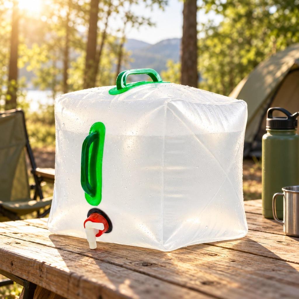 Foldable PVC Water Container SpaceSaving Jug with Handle Portable for Camping,
