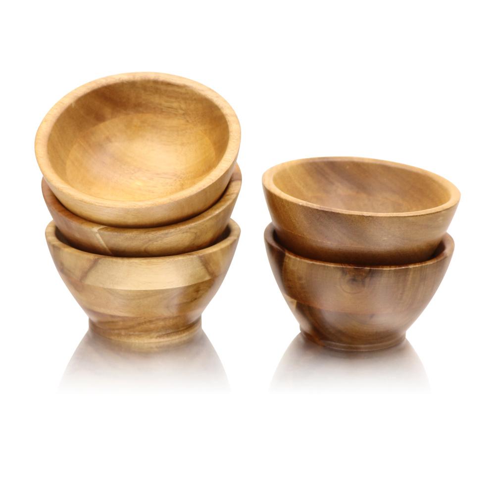 

Jaswehome Natural Wooden Bowl Noodle Rice Soup Dessert Bowls Food Container Wooden Utensils Small Acacia Wood Sauce Bowls 4.25 inch