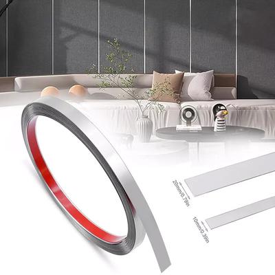 5M/Roll Stainless Steel Flat Home Decor Silver Trim Strip DIY Mirror Wall Sticker Moulding