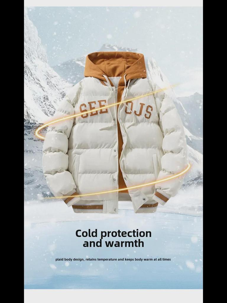 Chaqueta de Invierno para Hombre a la Moda con Capucha y Mezcla de Algodón - Diseño Casual de Dos Piezas