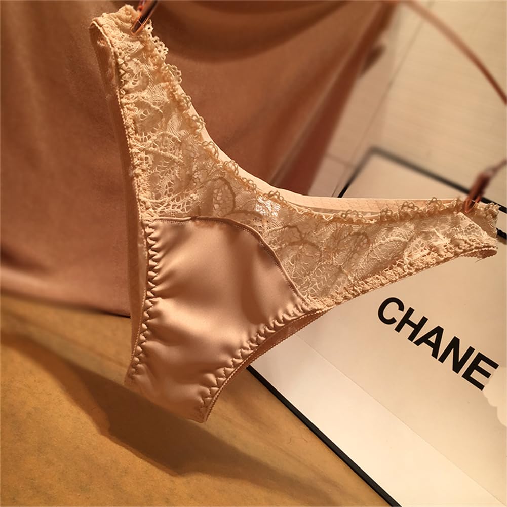 ZHONGJUE Sexy Thong Lace Thongs Women's Panties, Underwear, Lingerie, Women's Panties, (Free Size, Apricot)