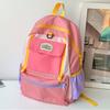 Kids Color Blocking Casual Backpack With Contrasting Stitching School Travel Use