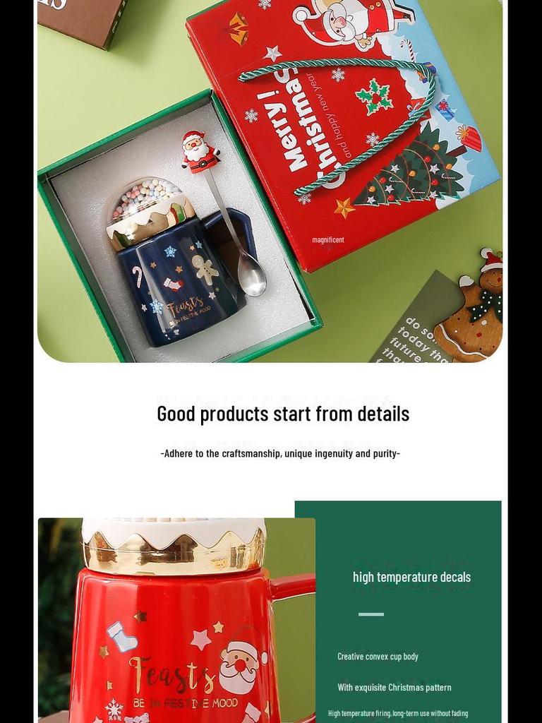 Creative Ceramic Christmas Mug with Lid: Perfect Holiday Gift Box