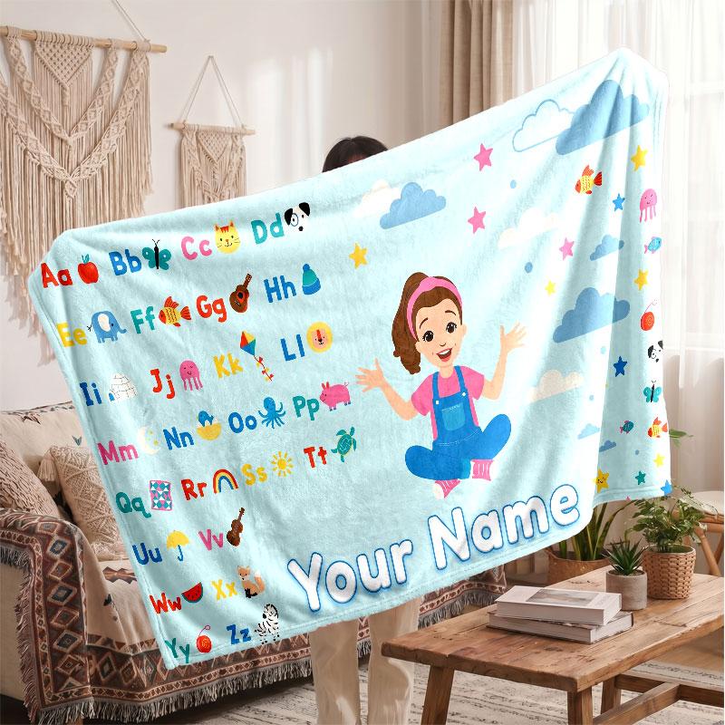 Ms rachel Coperta in Flanella Personalizzata, Testo Nome Stampato Personalizzato, Coperta Calda Morbida per Divano Letto