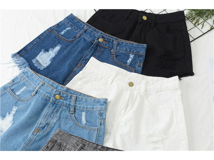 Summer Korean Style High-Waisted Ripped Wide-Leg Denim Shorts for Women - Plus Size, Slimming A-Line Hot Pants