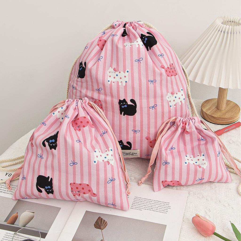1PCS Drawstring Storage Bags Cute Cartoon Printed Dustproof Pouch for Cosmetic Makeup Organizer Portable Travel Accessories