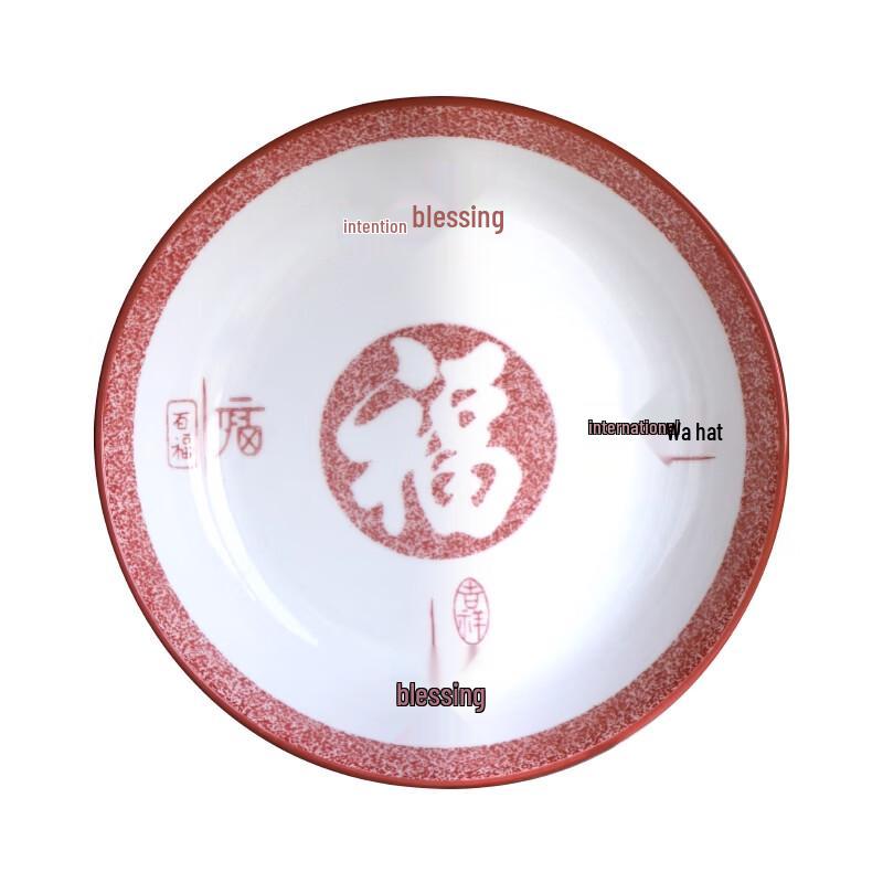 

Chinese Ceramic Dinner Plates with Hundred Blessings Design (2-pack)