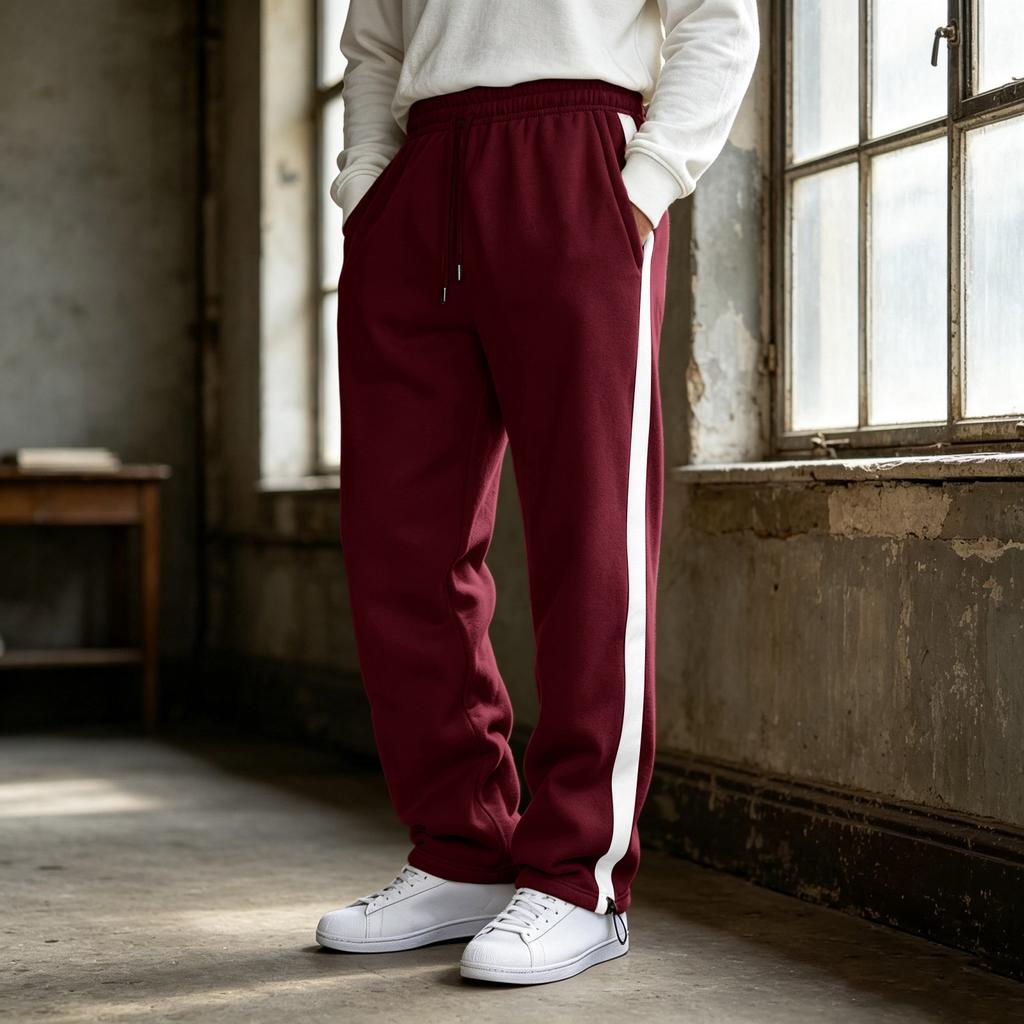Pantaloni della tuta da uomo a blocchi di colore con striscia laterale, pantaloni a gamba dritta con elastico in vita per abbigliamento casual e sportivo