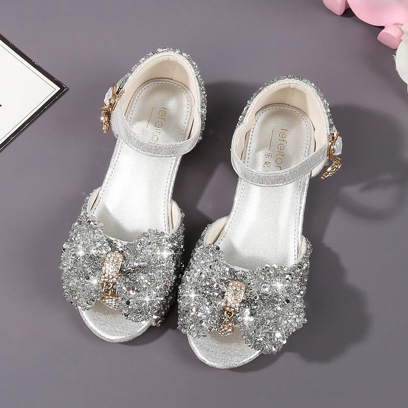 Princess Rhinestone High Heel Sandals - Non-Slip, Soft Sole Girls' Summer Fashion Shoes