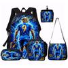 Set Zaino con Motivo Stella del Calcio 1/2/3/4/5 PZ – Zaino Casual di Grande Capacità con Pochette e Borsa Tote Abbinate, Perfetto per l'Uso Quotidiano