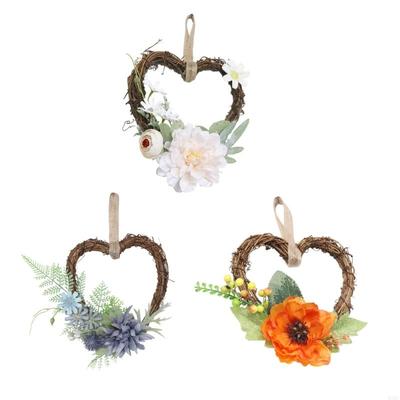 Guirlanda de Coração com Flores Artificiais Para Exibição na Parede Guirlanda de Porta Resistente ao Desbotamento