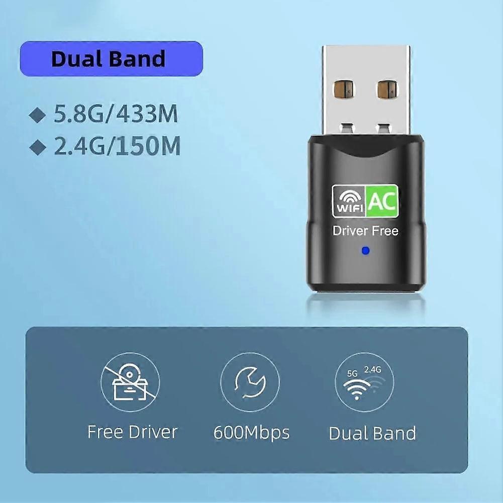 600Mbps USB WiFi Adapter Dual Band 2.4G 5Ghz 802.11AC Wireless Network Card