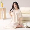 Fenteng [100% Cotton with Chest Cushion] 26 Year Spring/summer Round Neck Nightgown Dress Can Be Worn As Sleepwear for Women