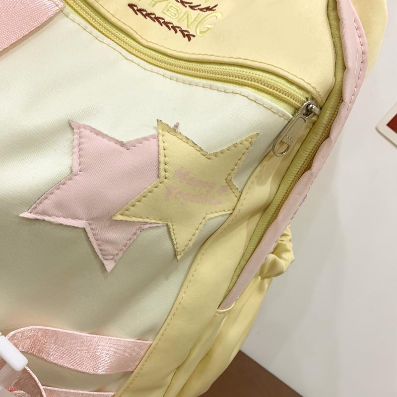 Студенческий школьный женский рюкзак с контрастным цветом и пятиконечной звездой — фото 21