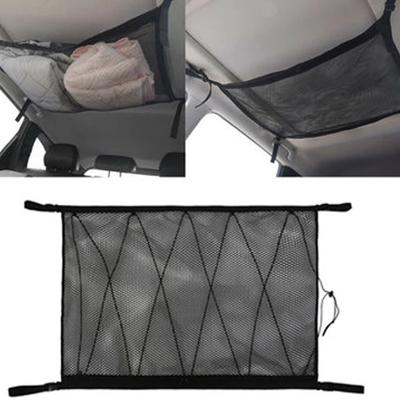 90x65cm torba do przechowywania w suficie samochodowym kieszeń z siateczką dachową regulowana dwuwarstwowa siatka na zamek błyskawiczny Auto przechowywanie wnętrza samochodu Cargo akcesoria do układania