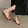 205 New  Summer Womens Sandals Narrow Band Low Heels Shoes Pointed Toe Buckle Strap Zapatos De Mujer