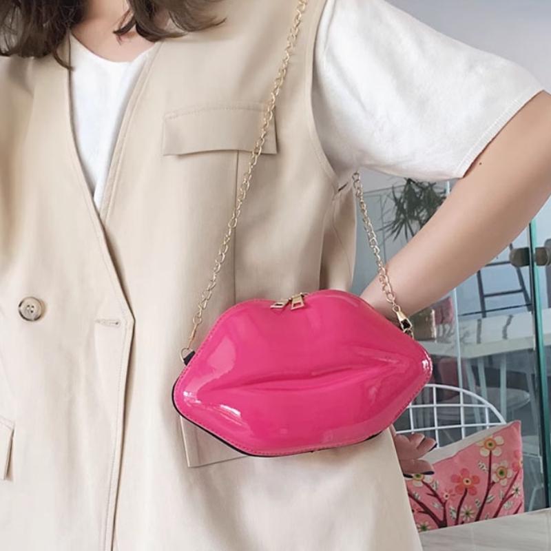Luxury Designer Women Bags 2026 New Lip Print Women's Shoulder Bag Solid Zipper Messenger Bag Trend Brand Pure Color Handbag