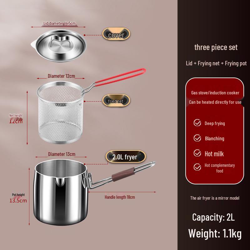 

Мини-фритюрница из нержавеющей стали 316 с защитой от брызг и фильтром - Бытовой пищевой дизайн, экономящий масло.