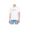 Calvin Klein Jeans Letter Embroidery Comfortable Crew Neck Short Sleeve T-Shirt Men Tops White 40EM289-YAA