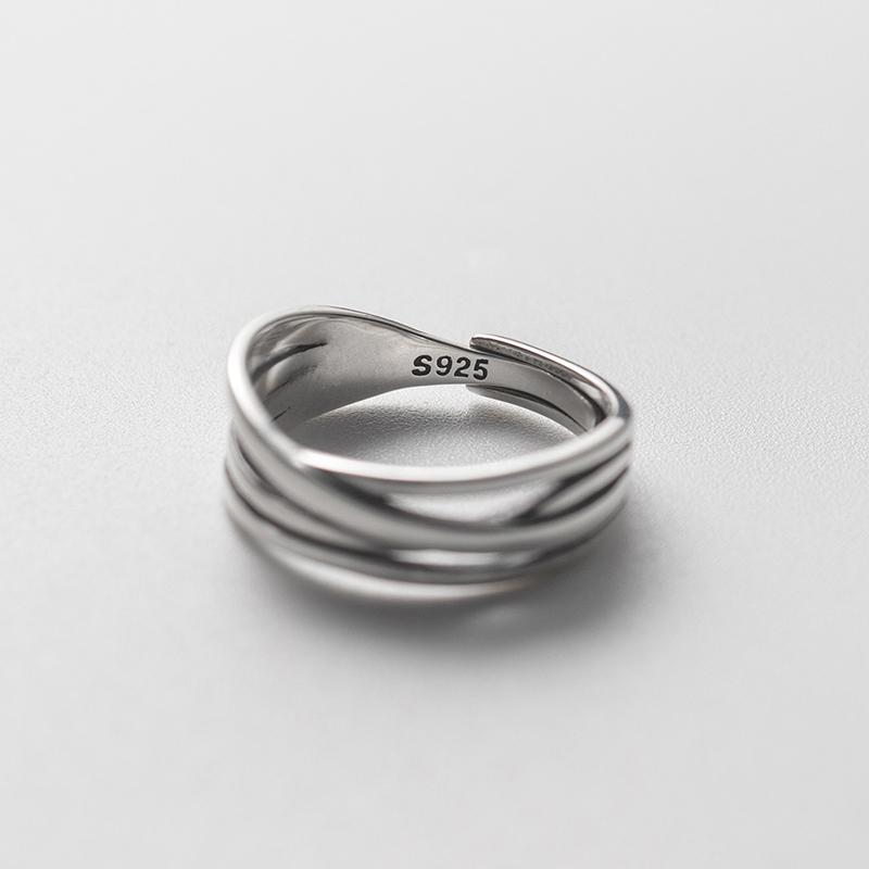 MODIAN Pure 925 Silver Fashion Multilayer Lines Sense Of Design Adjustable Finger Rings For Women Jewelry