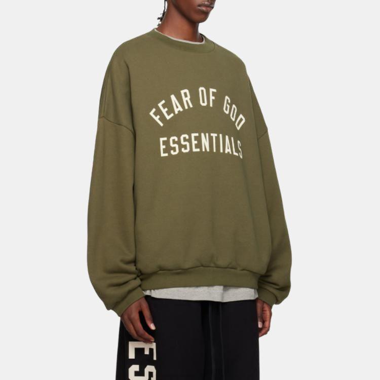 Fear of God Essentials Fleece Crewneck Military Men Tops Green 192BT246265F