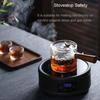 Teiera in vetro da 500 ml con infusore, filtro, bollitore, manico in legno, set da ufficio