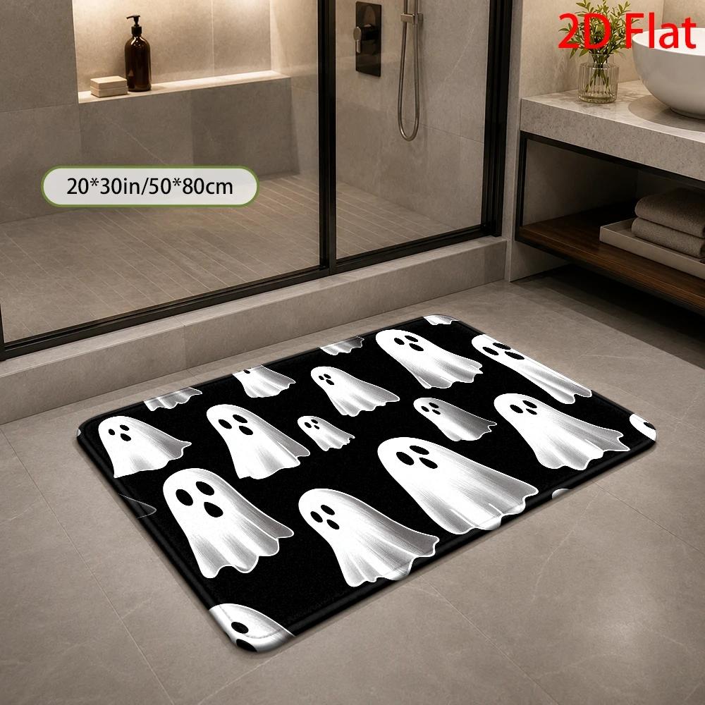 Spooky Ghost Print Polyester Doormat Mat Halloween Halloween Seasonal Entryway Floor Runner Rug Home Decor Entrance Mat for Uniq