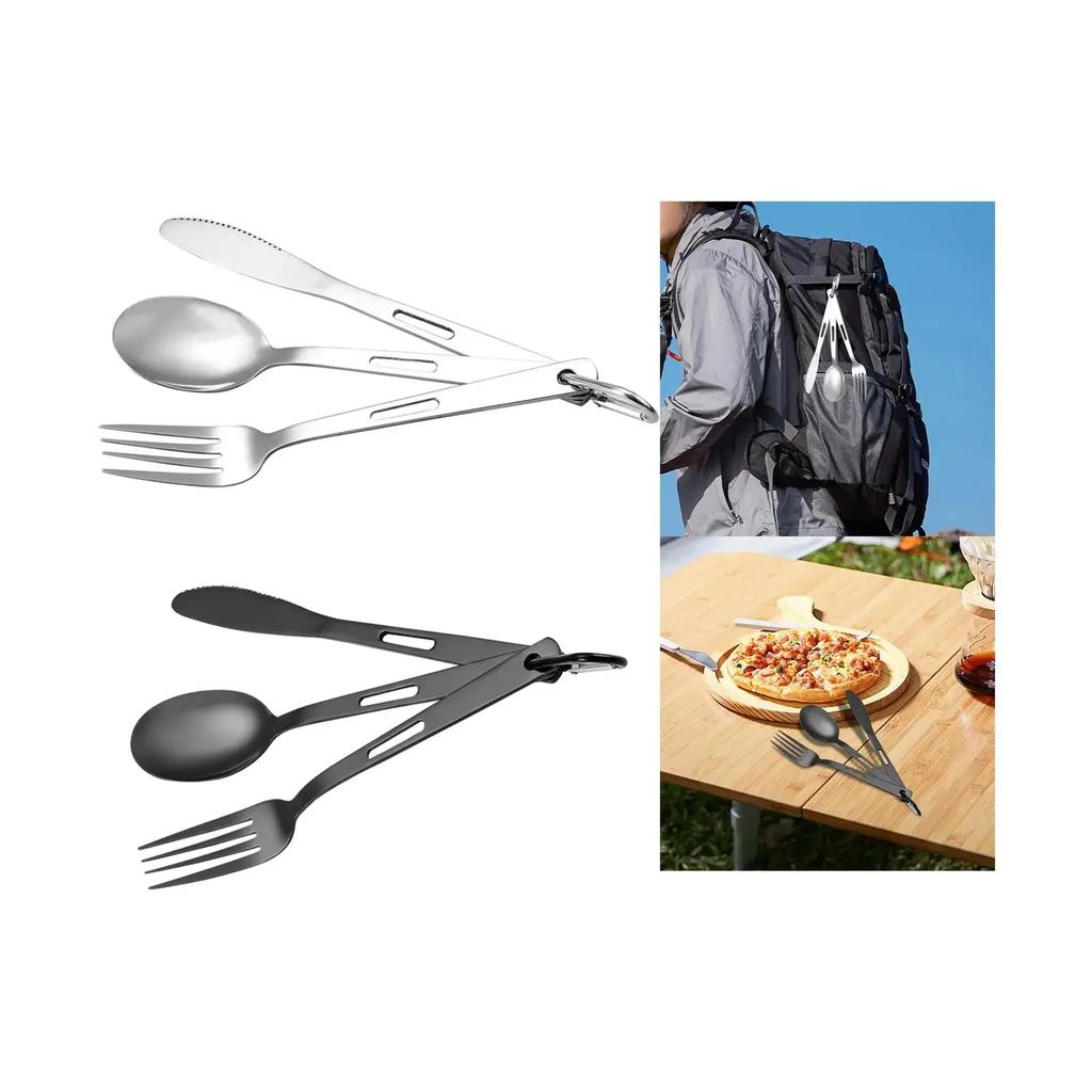 Stainless Steel Tableware Ultralight Outdoor Portable Knife Fork Spoon Cutlery Camping Equipment Hiking Travel Flatware Set