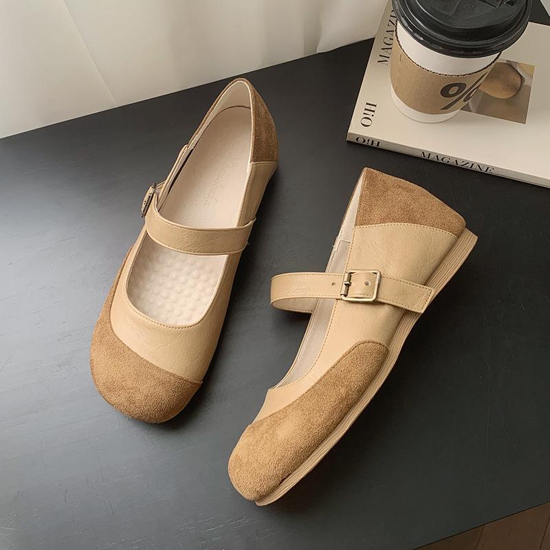 Small Size 3233 Inner Height Increase French Mary Jane Women's Shoes 2025 Spring and Autumn New One-word Buckle with Round Head Single Shoes Women