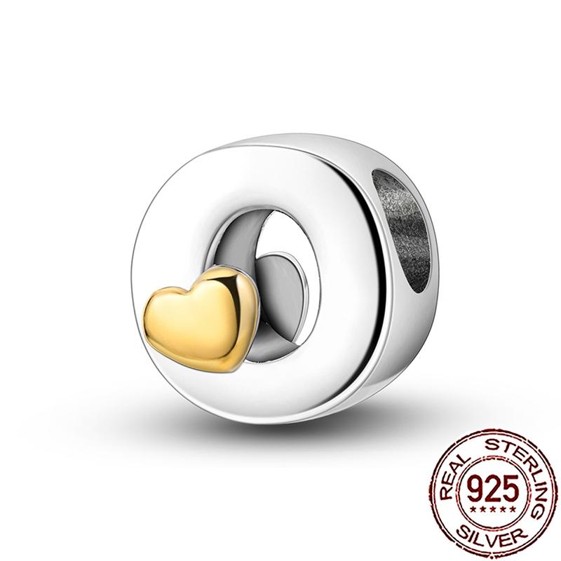 New Stylish Charms Genuine Copper Heart Alphabet Letter A B C Charm Beads Fit Snake Chain Arm Bracelet Necklace Women Do-It-Yourself Jewelry