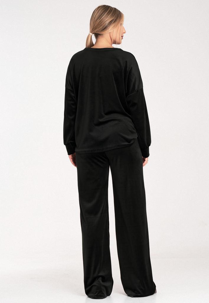 Dres Welurowy Damski - Komplet Welurowy Damski - Czarny Dres M1100 Rozmiar S/M