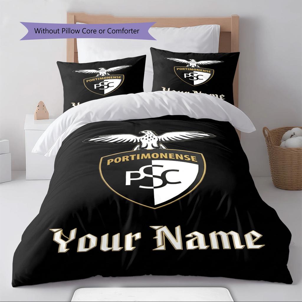 Name Custom Portimonense SC Pattern Bedding Set Quilt Cover Pillowcase Home Decor Gift (1 * Duvet Cover + 2 * Pillowcase, Without Core)