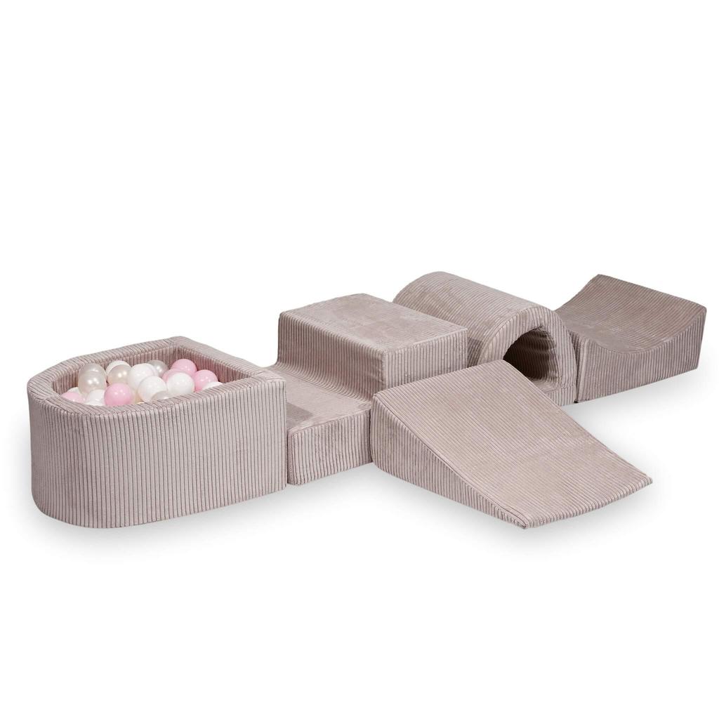 Foam Playground with Bridge Corduroy Light Pink 100 Balls: White, Light Pink, Iridescent