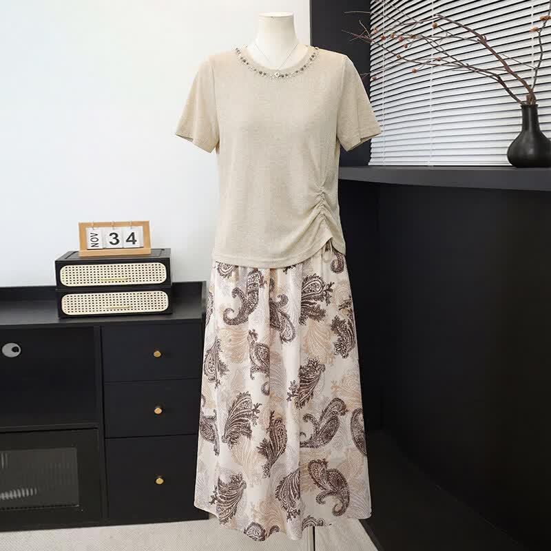 Women s Summer Ice Silk Skirt Set 5XL