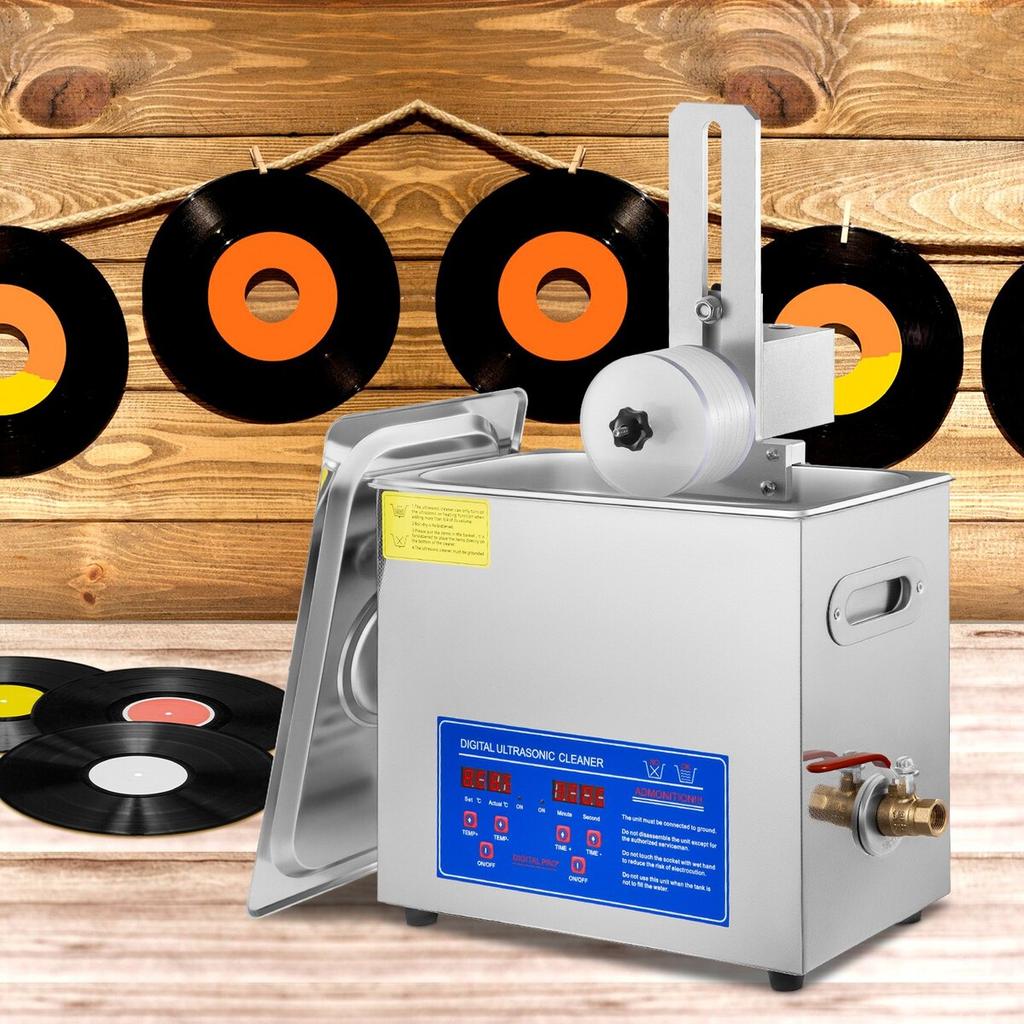 Nettoyeur Ultrasonique 6L Nettoyeur Ultrasonique Vinyle 7-12 Pouces 8 Disques Machine à Nettoyer les Vinyles Ultrasonique 180W Nettoyeur Ultrasonique Disques avec Support de Séchage