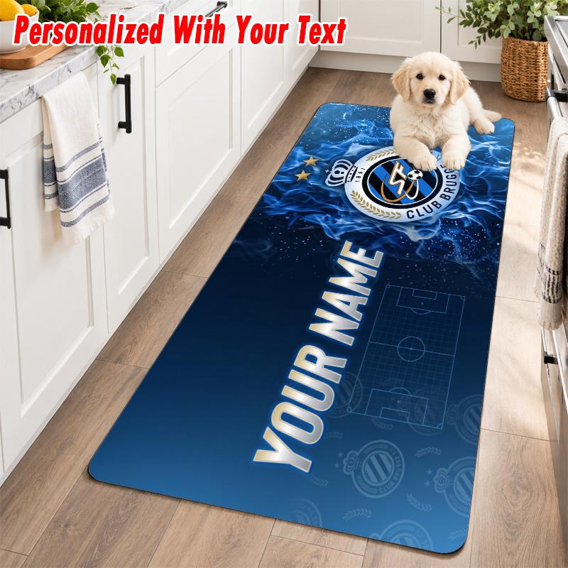Club Brugge FC Custom Name Flannel Rug Kitchen Mat Non Slip Floor Carpet Personalized Home Decor